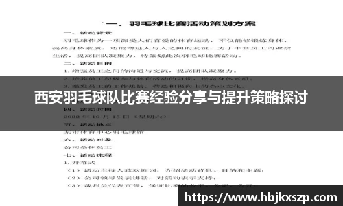 西安羽毛球队比赛经验分享与提升策略探讨